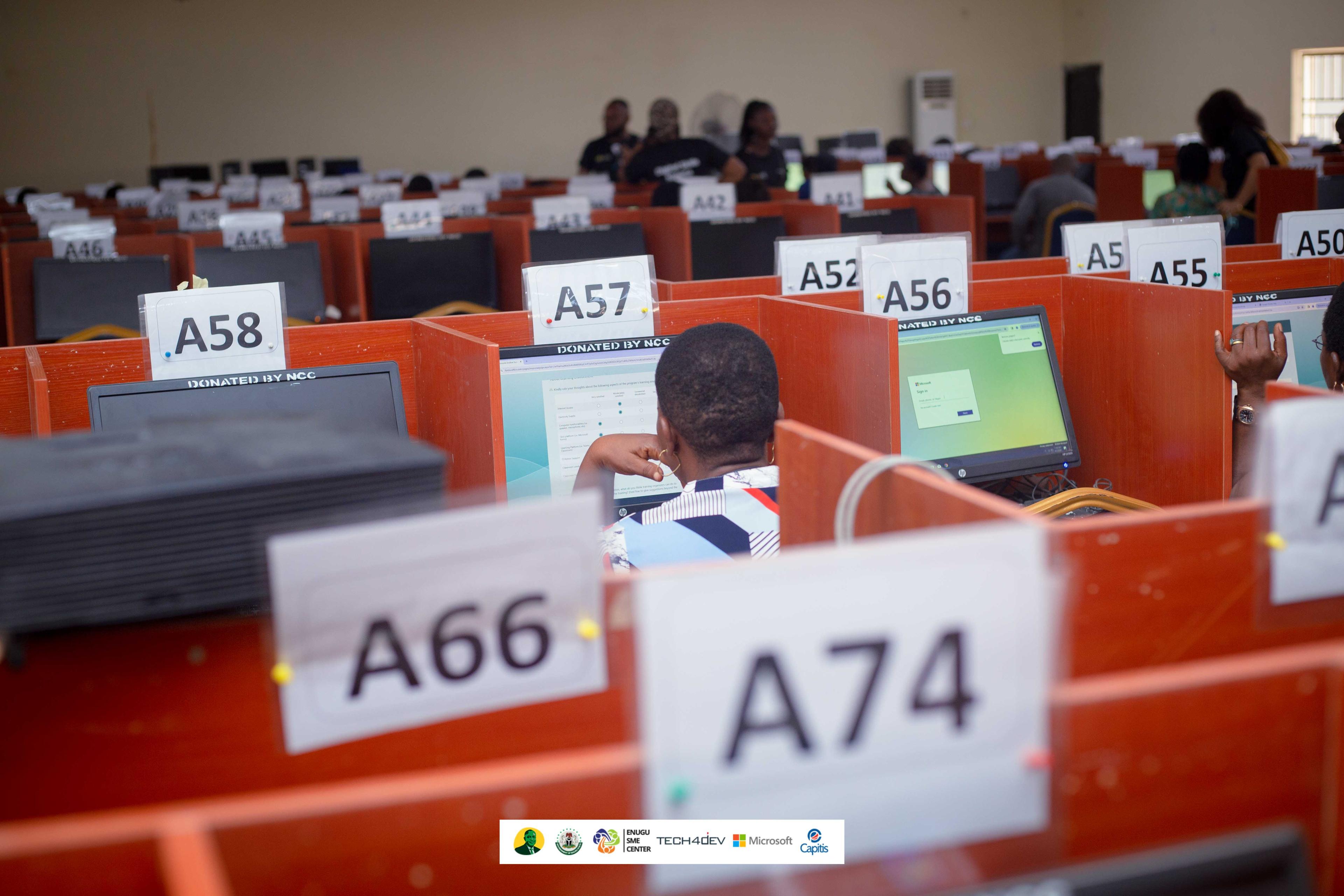 A trainee coding during the Enugu Turing Tech programme