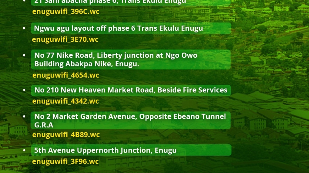 Enugu Wifi Zones Enugu SME Centre